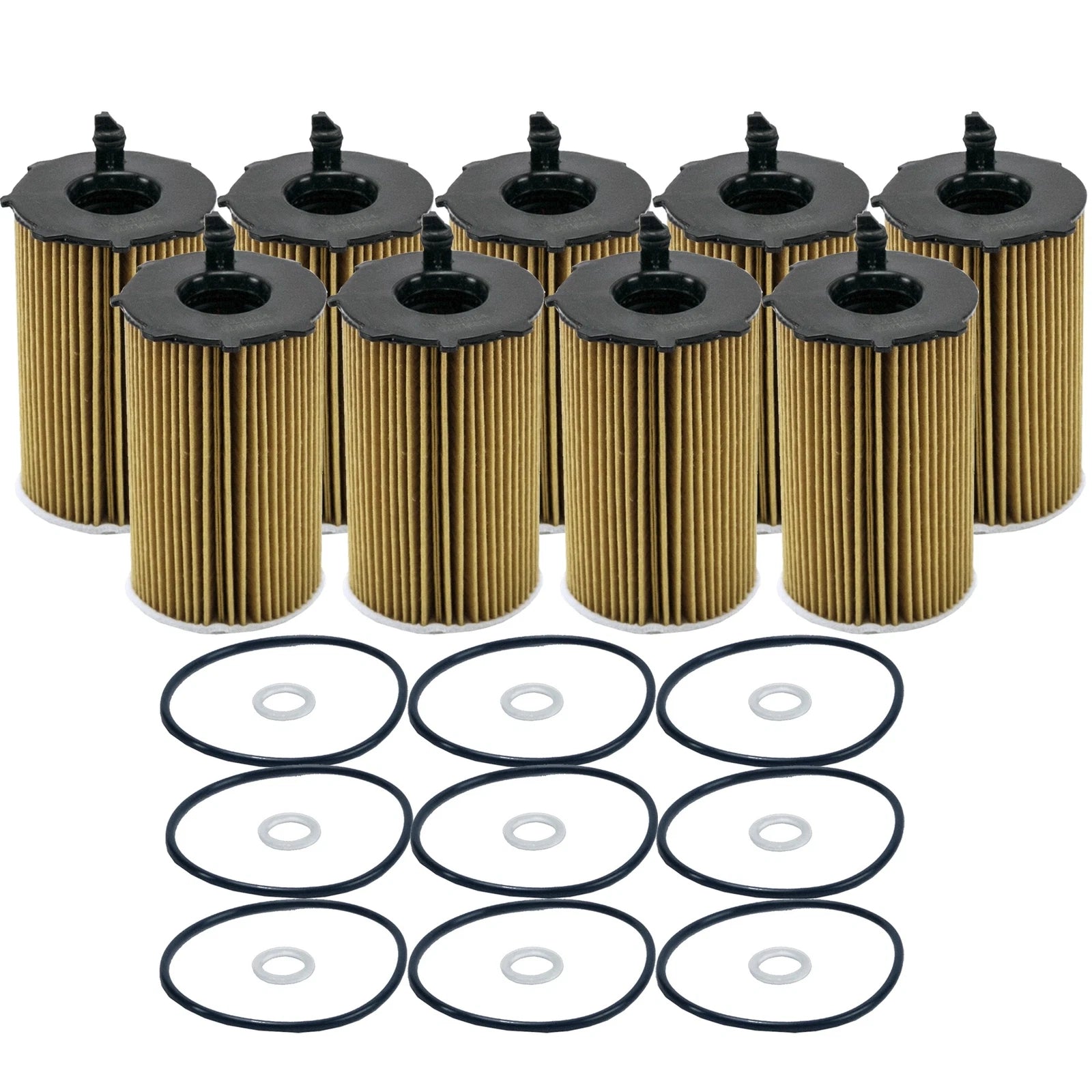 Set of 9 Engine Oil Filters for Hyundai Kia V6 (StdAsp GAS)