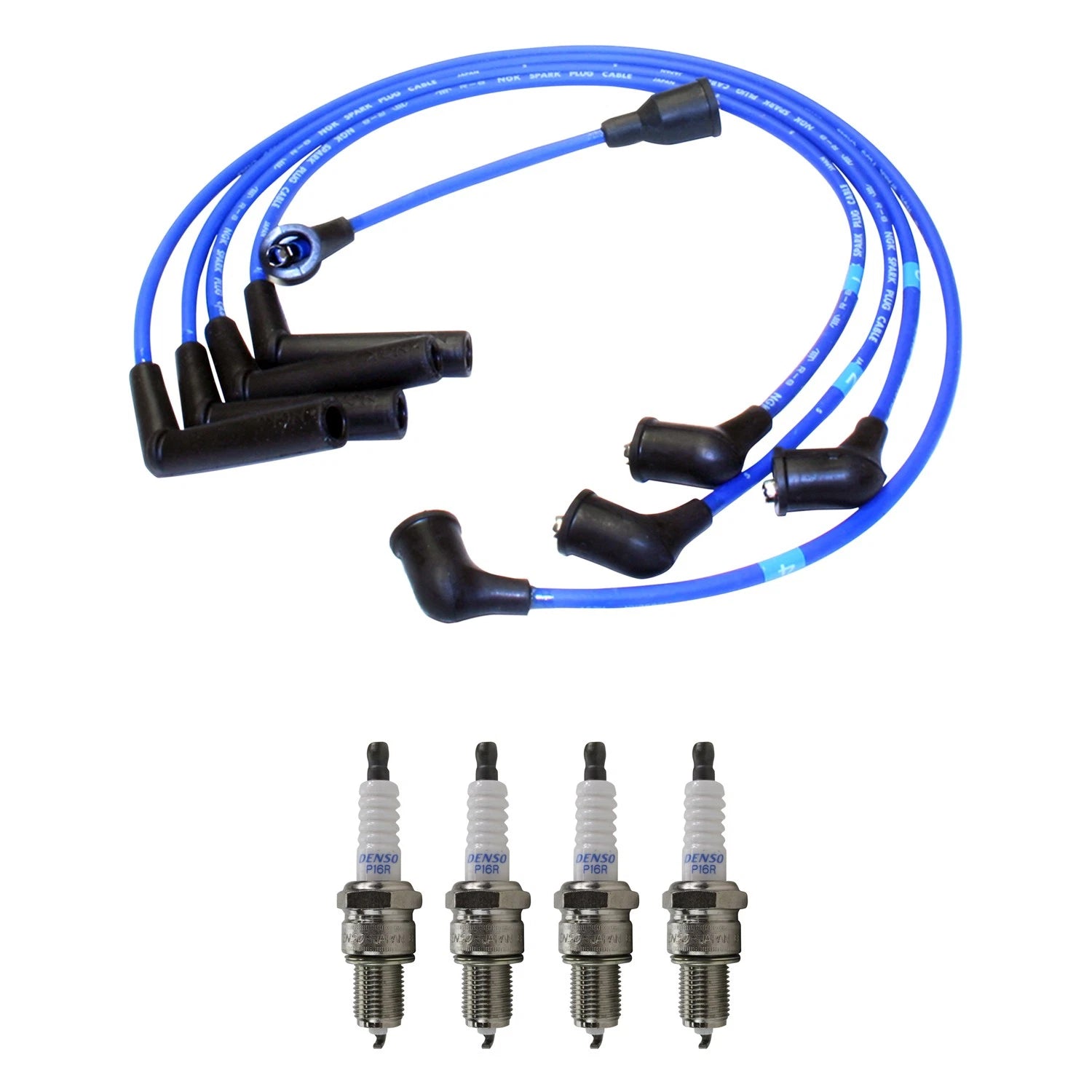 NGK 7mm Wire Set & Denso Platinum Spark Plug Kit for Colt Ram 50 (1983–1990)