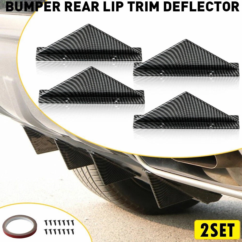 8PC Carbon Fiber Rear Lip Bumper Shark Diffuser Fins Universal