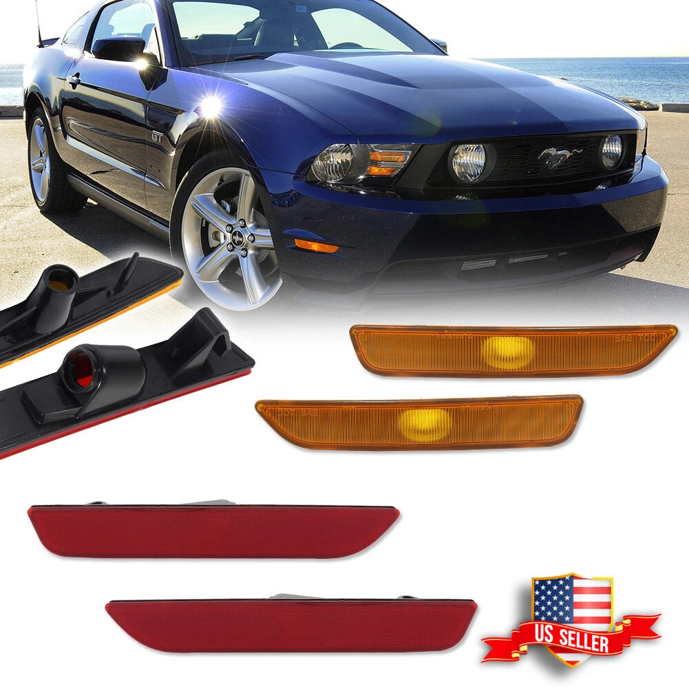 Set of 4 OE-Style Front & Rear Side Marker Lights for Ford Mustang (2010–2014)