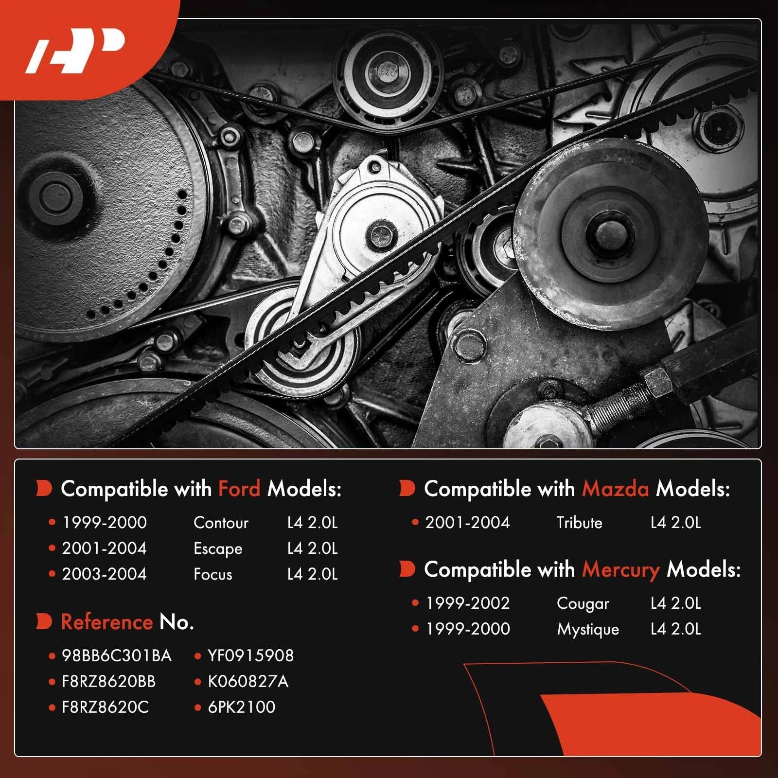 Serpentine Belt for Ford Escape 2001-2004, Focus, Mazda Tribute