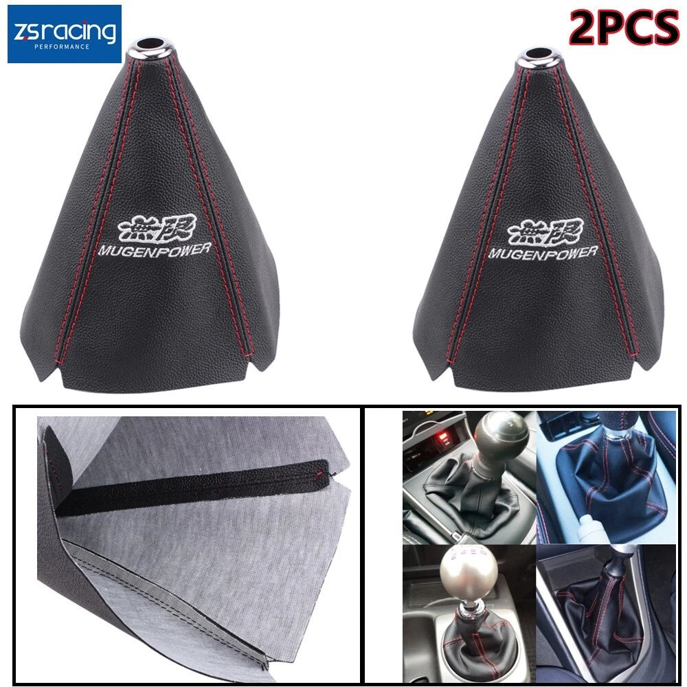 2X Mugen Shift Knob Shifter Boot Cover for Universal Fit (MT/AT)