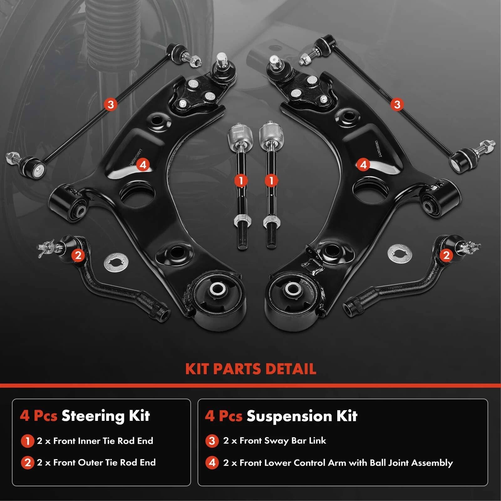 8x Control Arm with Ball Joint & Sway Bar for Kia