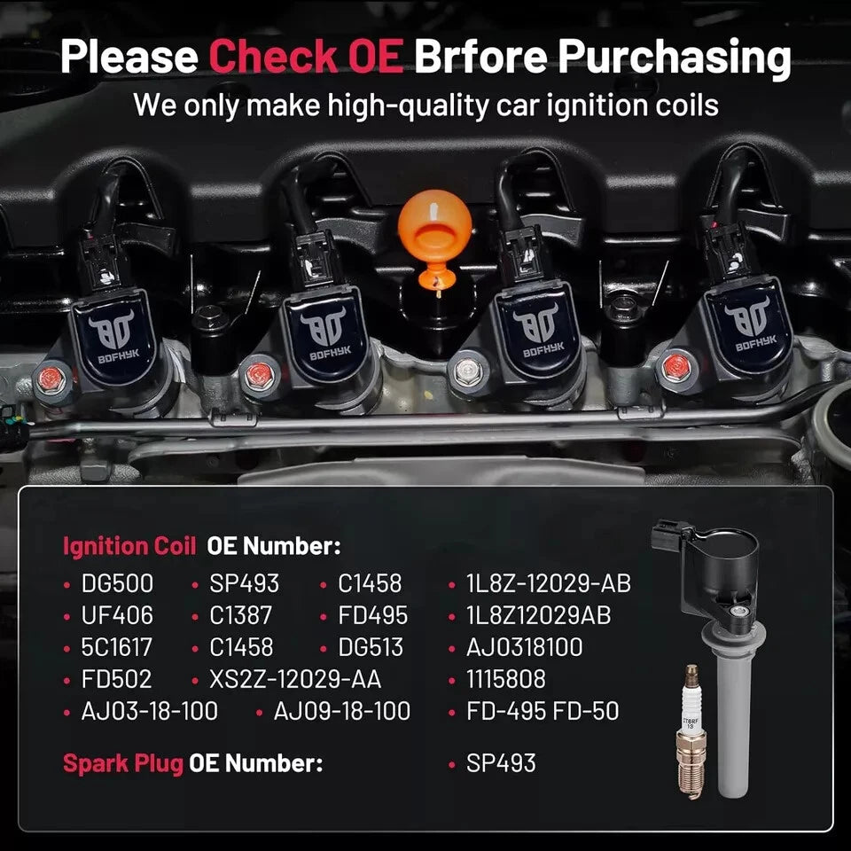 6 Spark Plugs & Ignition Coils Pack FD502 DG500 for Ford Escape (2001–2012)