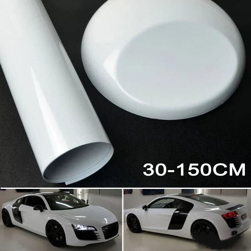 30150CM Car sticker Gloss White Film Decal Air Bubble Waterproof
