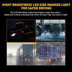 Set of 2 Chrome LED Amber Side Marker/Turn Signal Lights for Truck Trailer