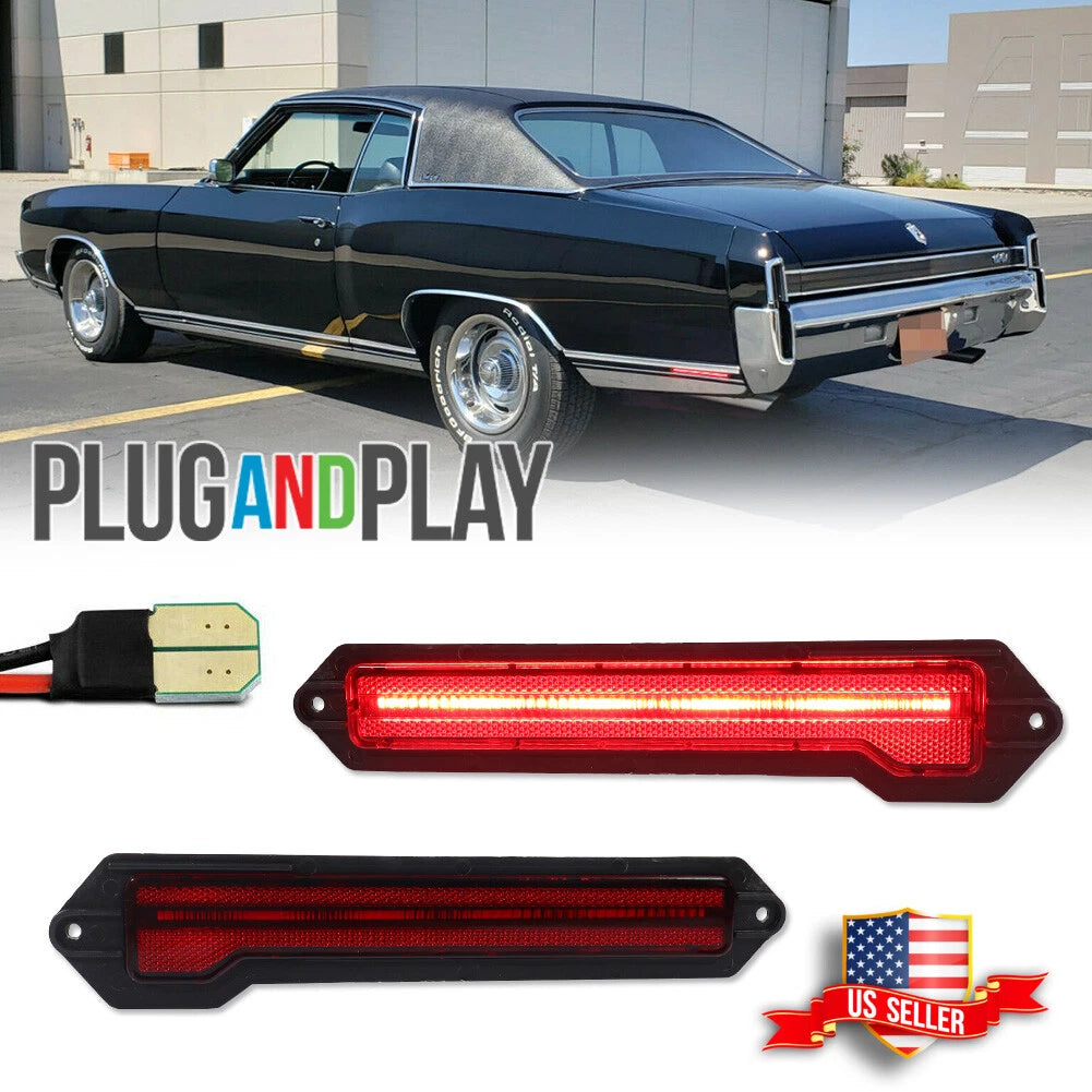 2X Red Lens LED Rear Bumper Side Marker Lights for Chevrolet Monte Carlo (1970–1972)