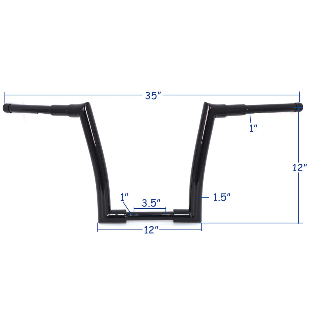 12" Black Ape Hanger Handlebar for Harley FLD (2012–2016), FXDB (2013–2017), FXDLS (2016–2017), FLS (2000–2017)