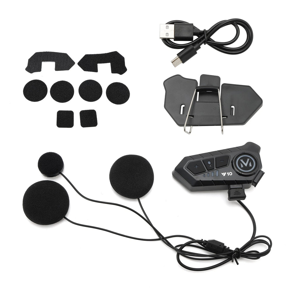 Bluetooth Headset Helmet Speaker for Motorcycle Universal (Black)