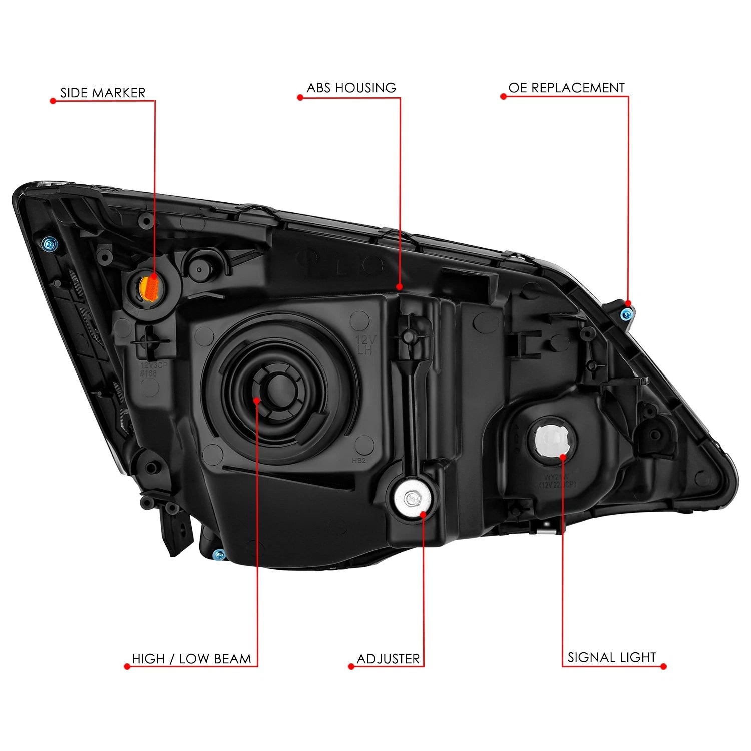 OE Style Chrome Housing Amber Corner Left Side Headlight for Honda CR-V (2007–2011)