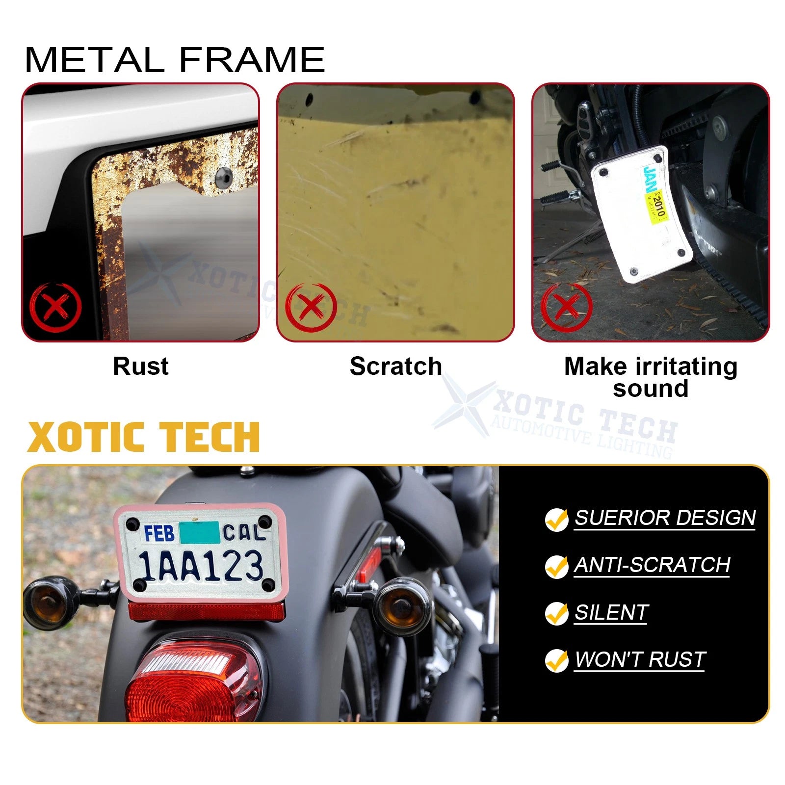 Silicone License Plate Frame for Universal Motorcycles (2010-2024)