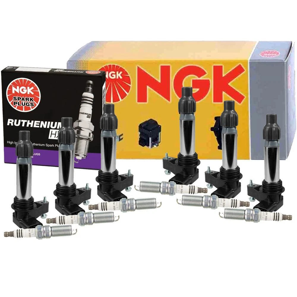 Set of 6 NGK COP Ignition Coils & Ruthenium HX Spark Plugs for GMC Chevy Suzuki
