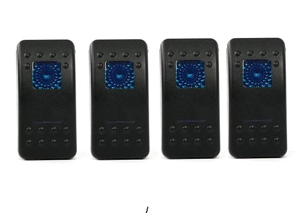 4Pcs 12V 20A Blue LED Rocker Switch Waterproof DPDT 7 Pin for Marine