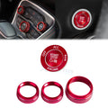 Red Power Ignition Switch Button AC Volume Knob Cover for Dodge Challenger (2015–2024)