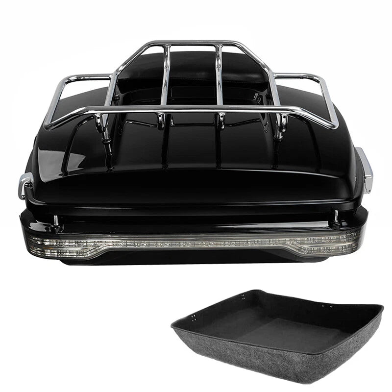 LED Chopped Trunk Backrest Pad Rack for Harley Road King Glide (2014–2026)