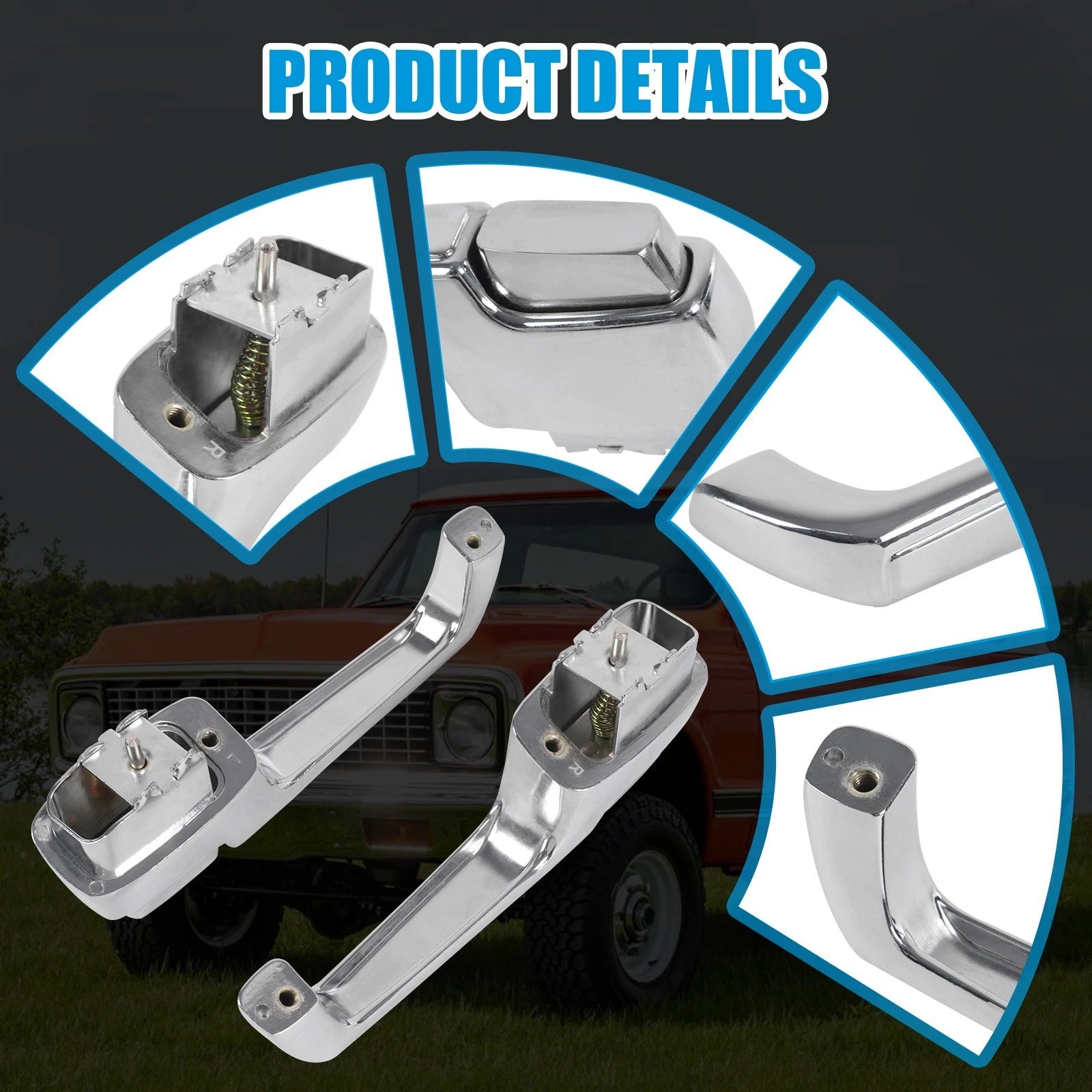 Chrome Pair Outside Door Handles for Chevy C/K 10 20 30 (1967–1972)