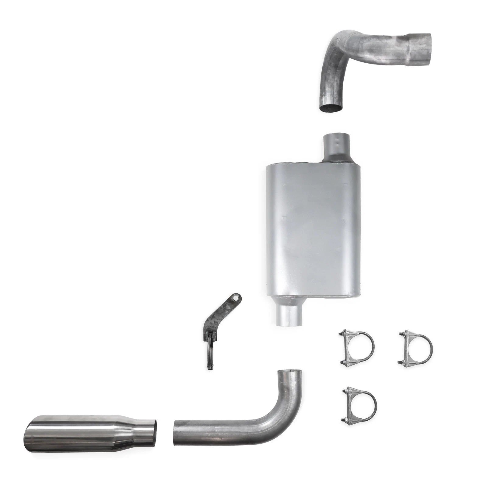 2.5" Single Exhaust Kit for Jeep Wrangler (2018–2025) 2 Chamber Rolled Edge Tip