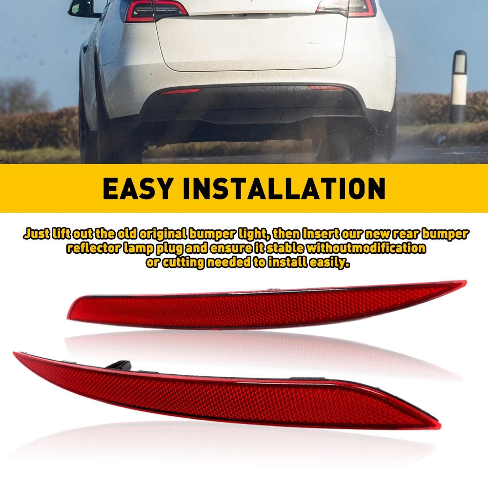 2X Tail Rear Bumper Lights Reflector for Tesla Model Y (2020–2023)