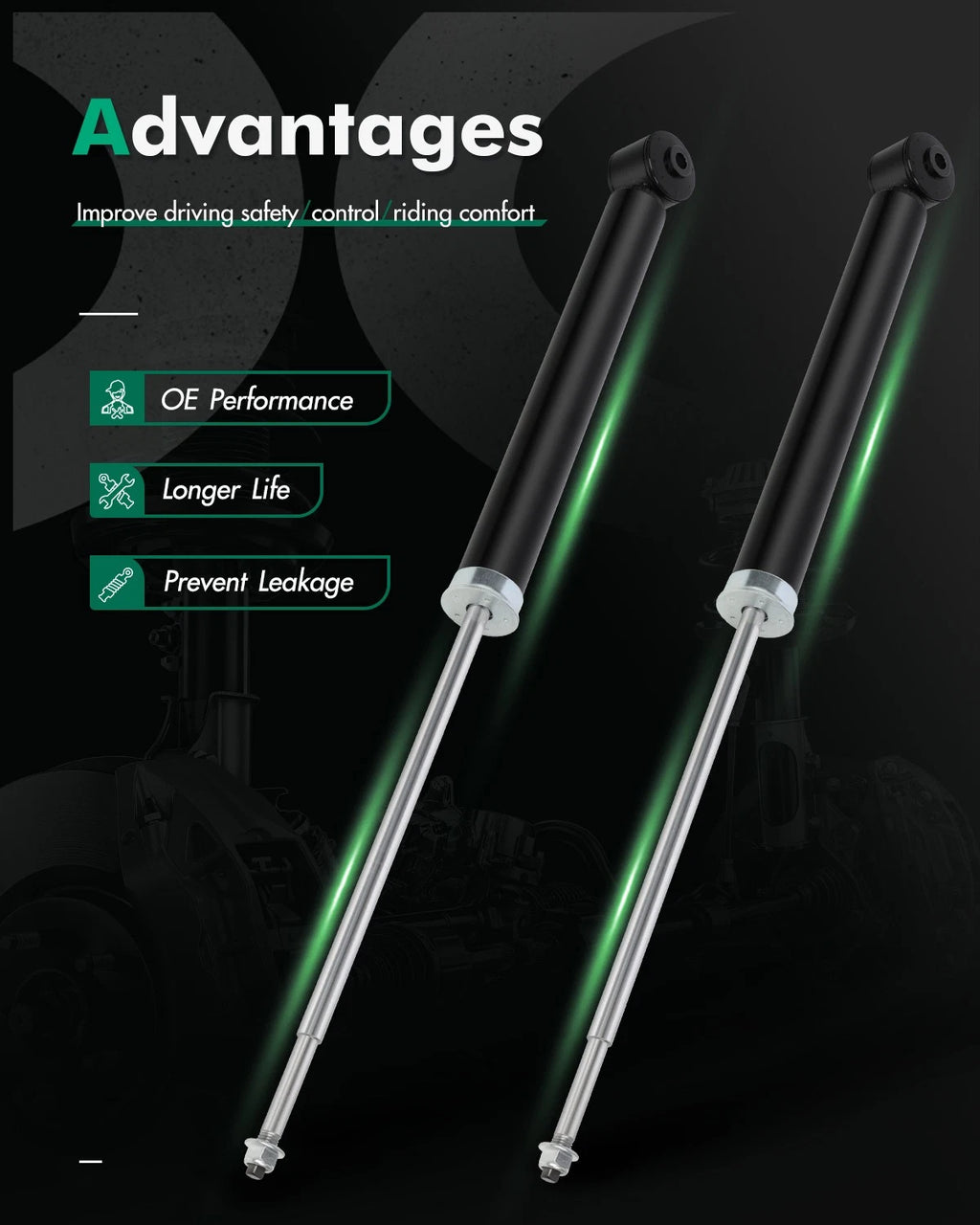 Set of 2 Rear Shocks Struts for Chevrolet Aveo Pontiac G3 Wave (2004–2011)