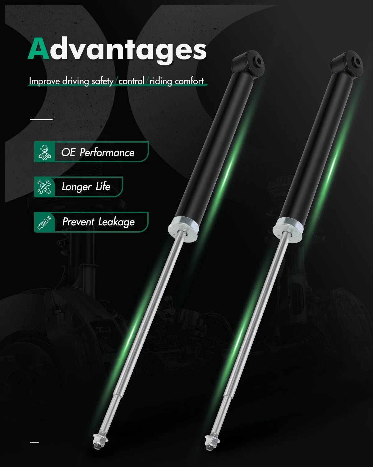 Set of 2 Rear Shocks Struts for Chevrolet Aveo Pontiac G3 Wave (2004–2011)