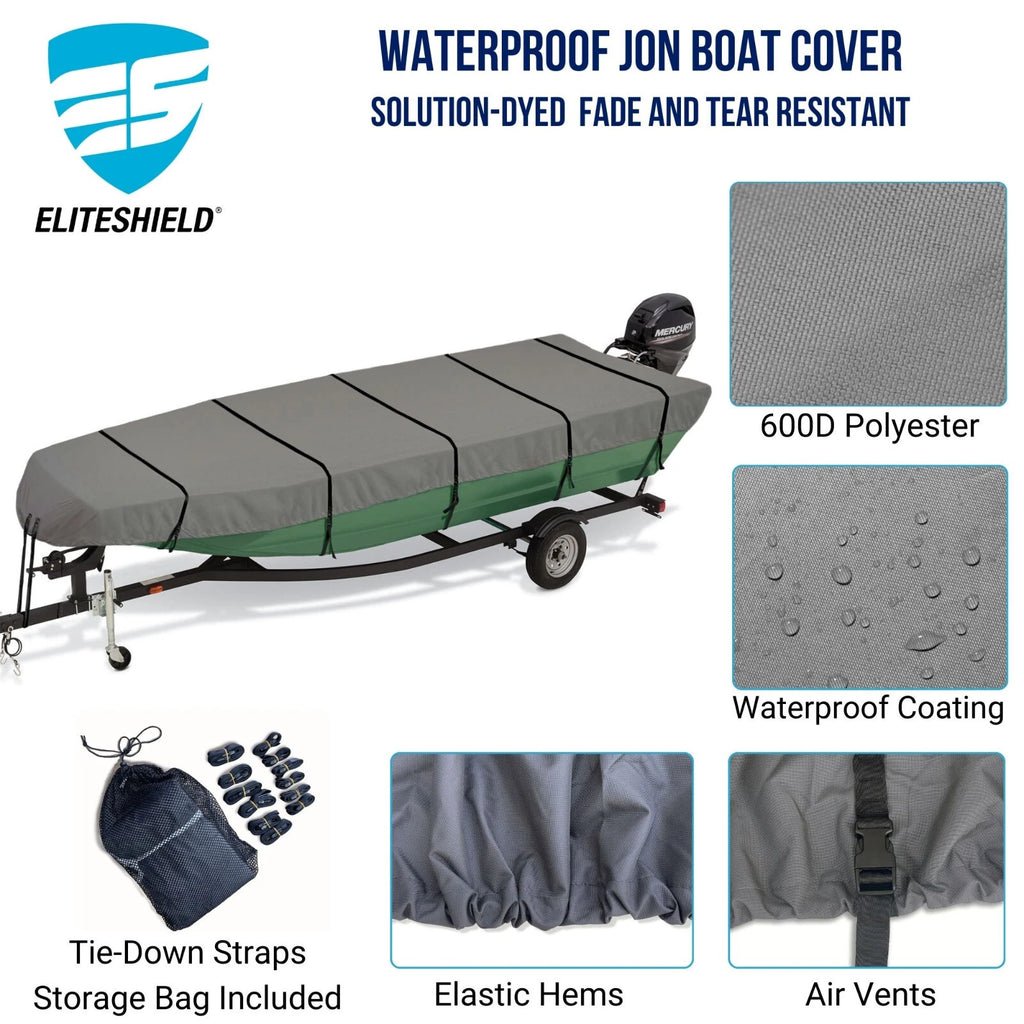 Jon Boat Cover for 12'-18' Boats (Waterproof, Trailerable)