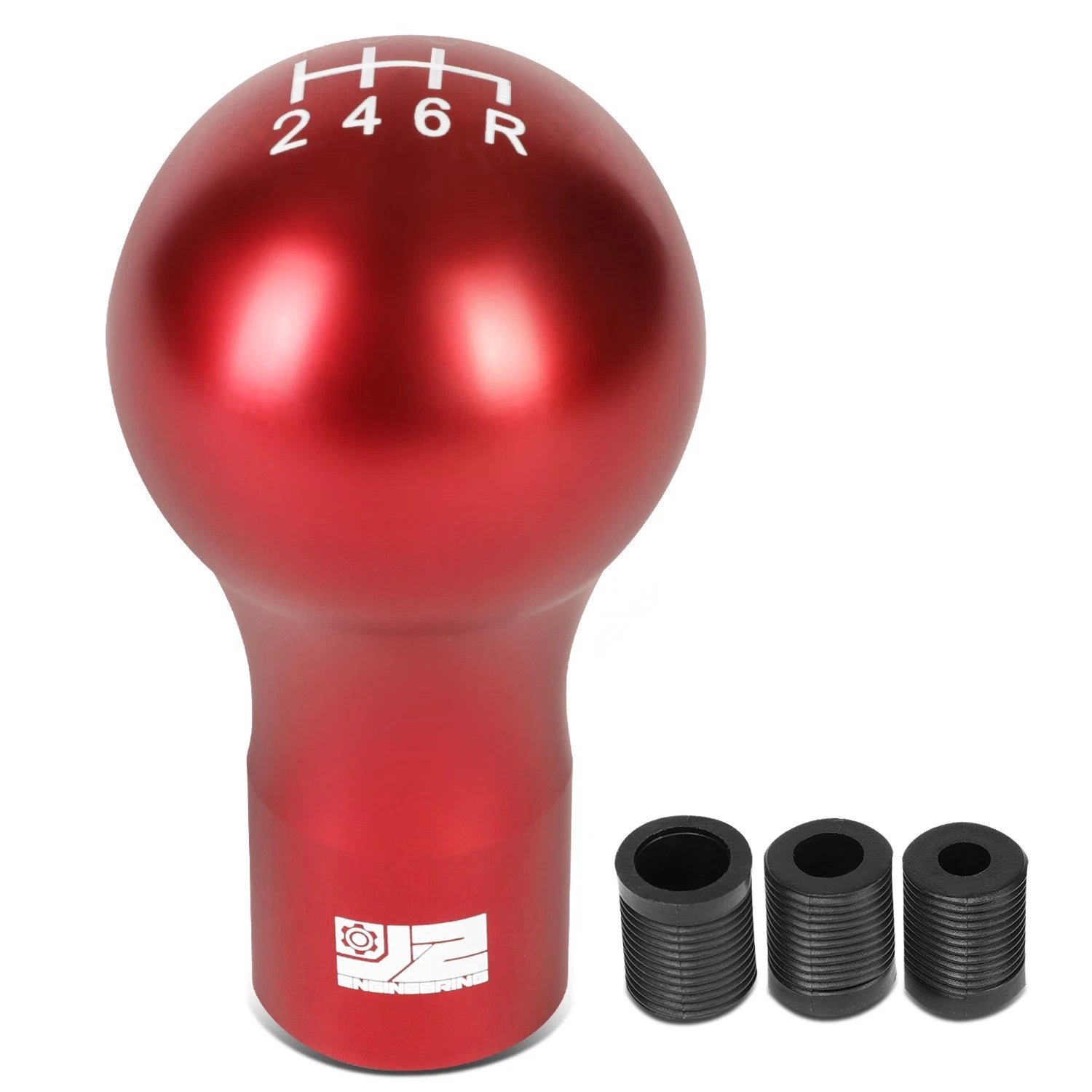 Spherical Teardrop Shift Knob for Universal Fit (Red, 3 Thread Adapters)
