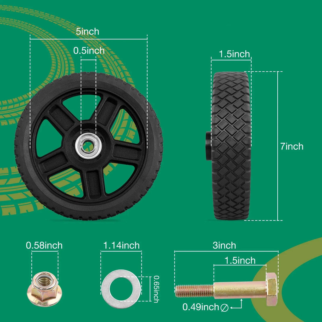 2X 7" Plastic Wheels for Craftsman Mower