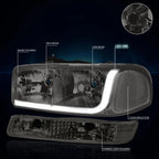 LED DRL Headlight with Bumper Signal Lamps for GMC Sierra/Yukon (1999–2007)