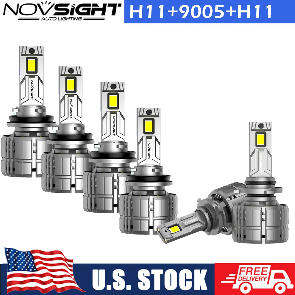6X 9005 H11 LED Headlight Bulbs for High Low Beam Fog Light (6500K)