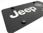 Black License Plate Cover with Jeep Script Logo for Jeep Wrangler (2011–2024)