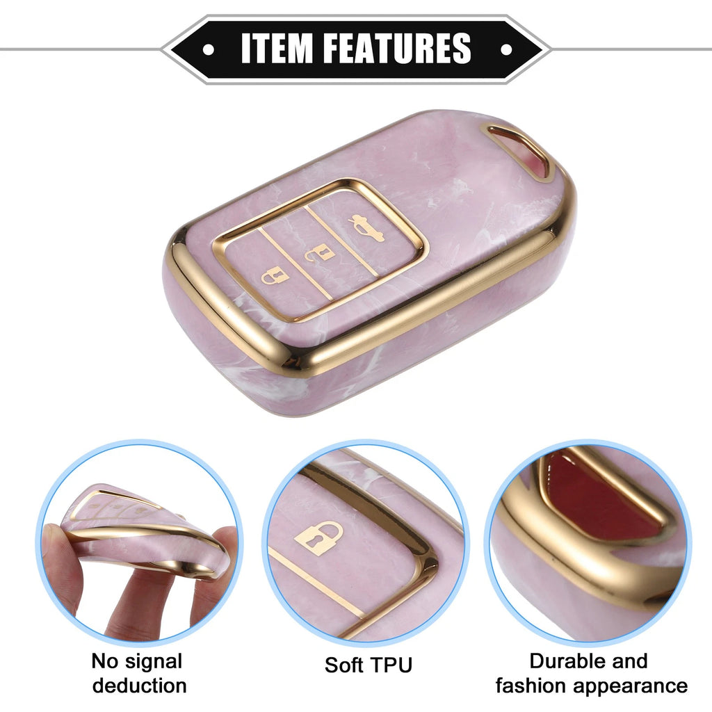 3X TPU Key Fob Cover Case for Honda CR-V, Civic (2014–2016) - Pink