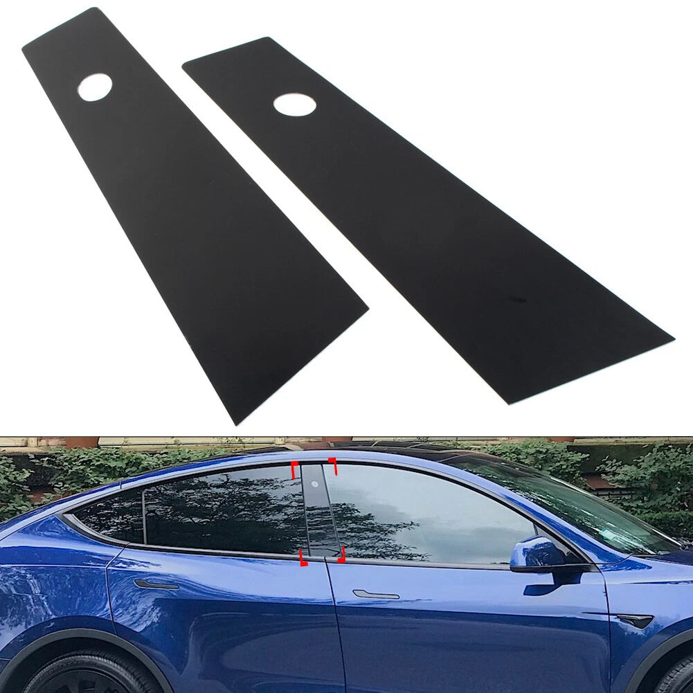 2X Bright Black Door Window Pillar Post Trims for Tesla Model Y (2020–2022)