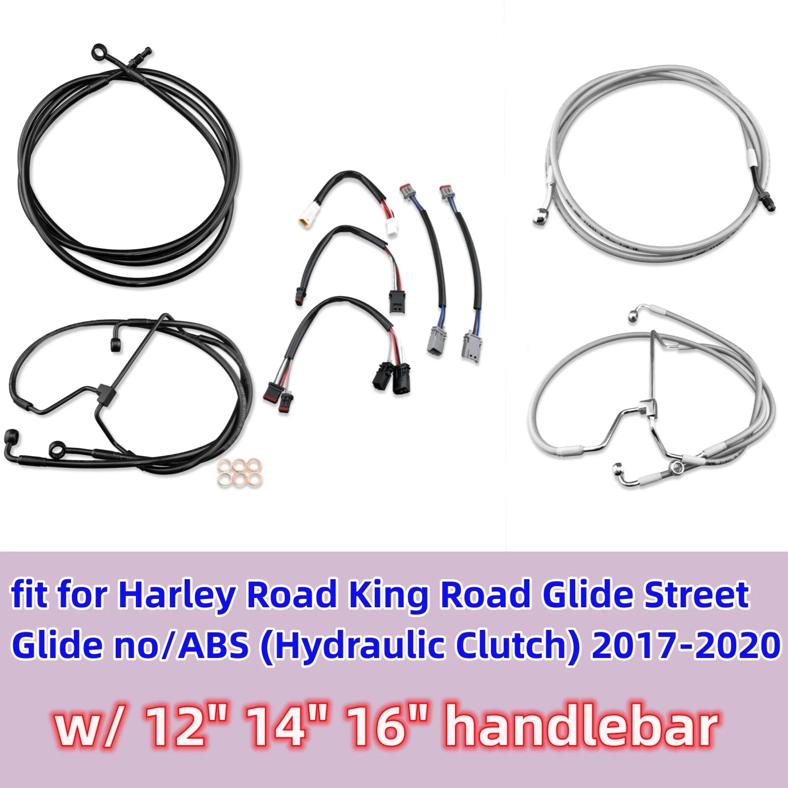Extended Cable Kit for Harley Touring (2017–2020) No ABS, 12" 14" 16"