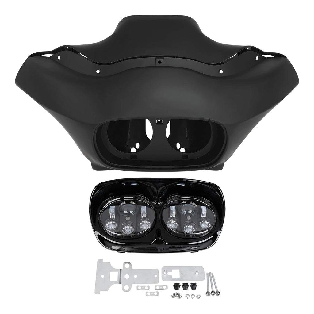 LED Headlight for Harley Road Glide (1998–2013) - Matt Black Inner Outer Fairing