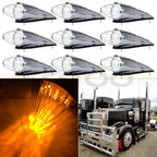 9PCS Clear LED Lens Side Marker Lights for Western Star Peterbilt Mack Kenworth