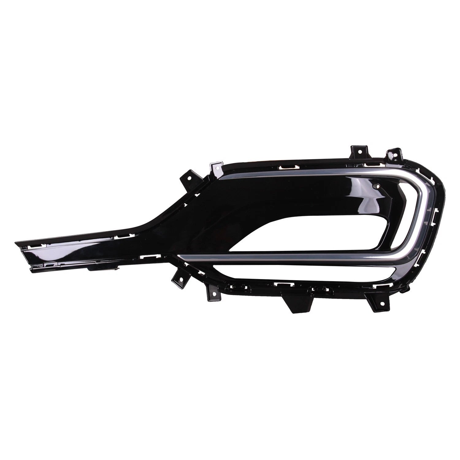 Replacement Black/Silver Painted Polypropylene Front Driver Side Fog Light Bezel