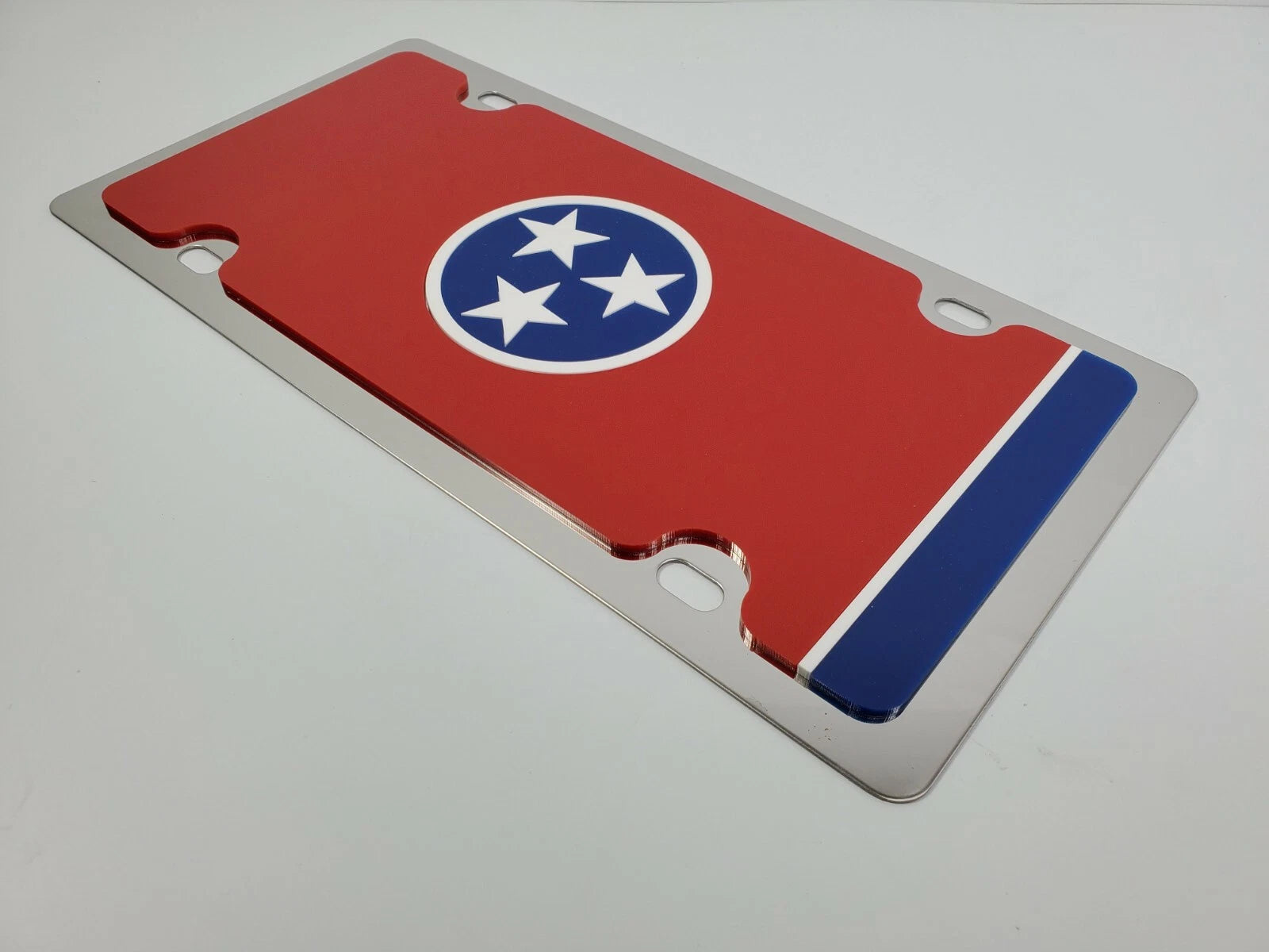 Tennessee State Flag Metal Vanity License Plate Tag 3D Stainless Steel