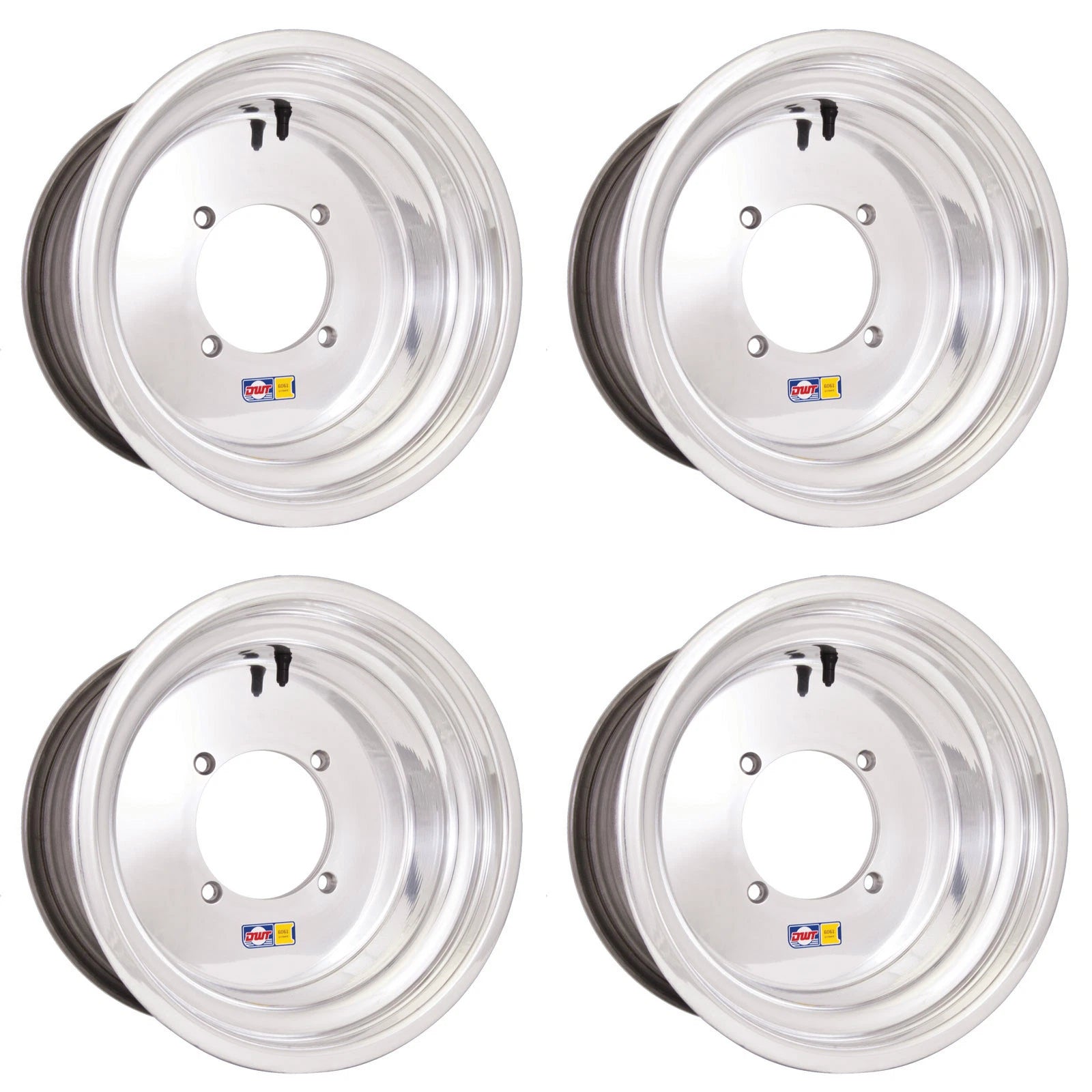 Set of 4 DWT 14" Polished Rims for Polaris RZR XP Turbo (14x8, 14x10)