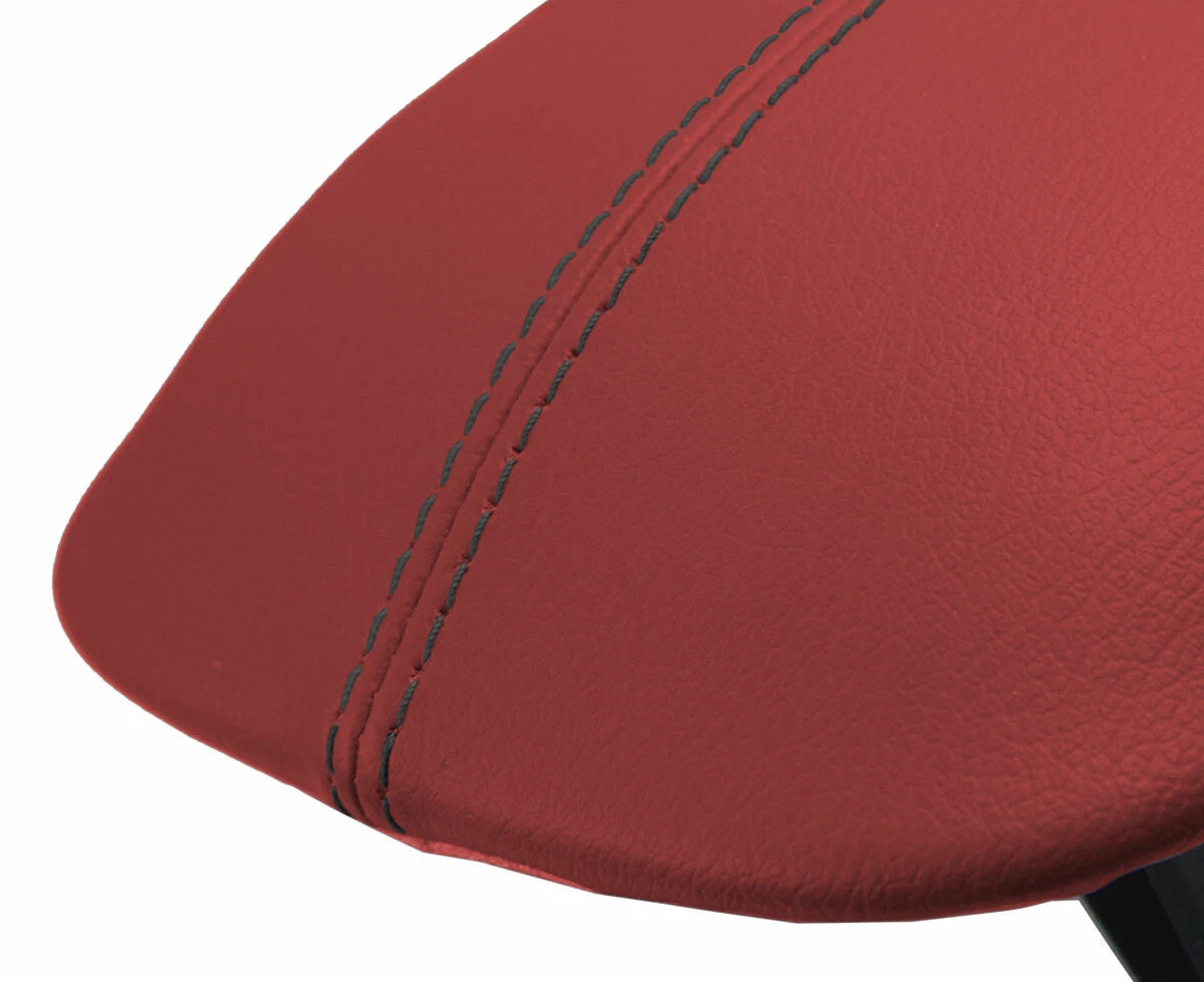 Leather Console Lid Armrest Cover for Ford Mustang (2015–2020) Red Black Stitch