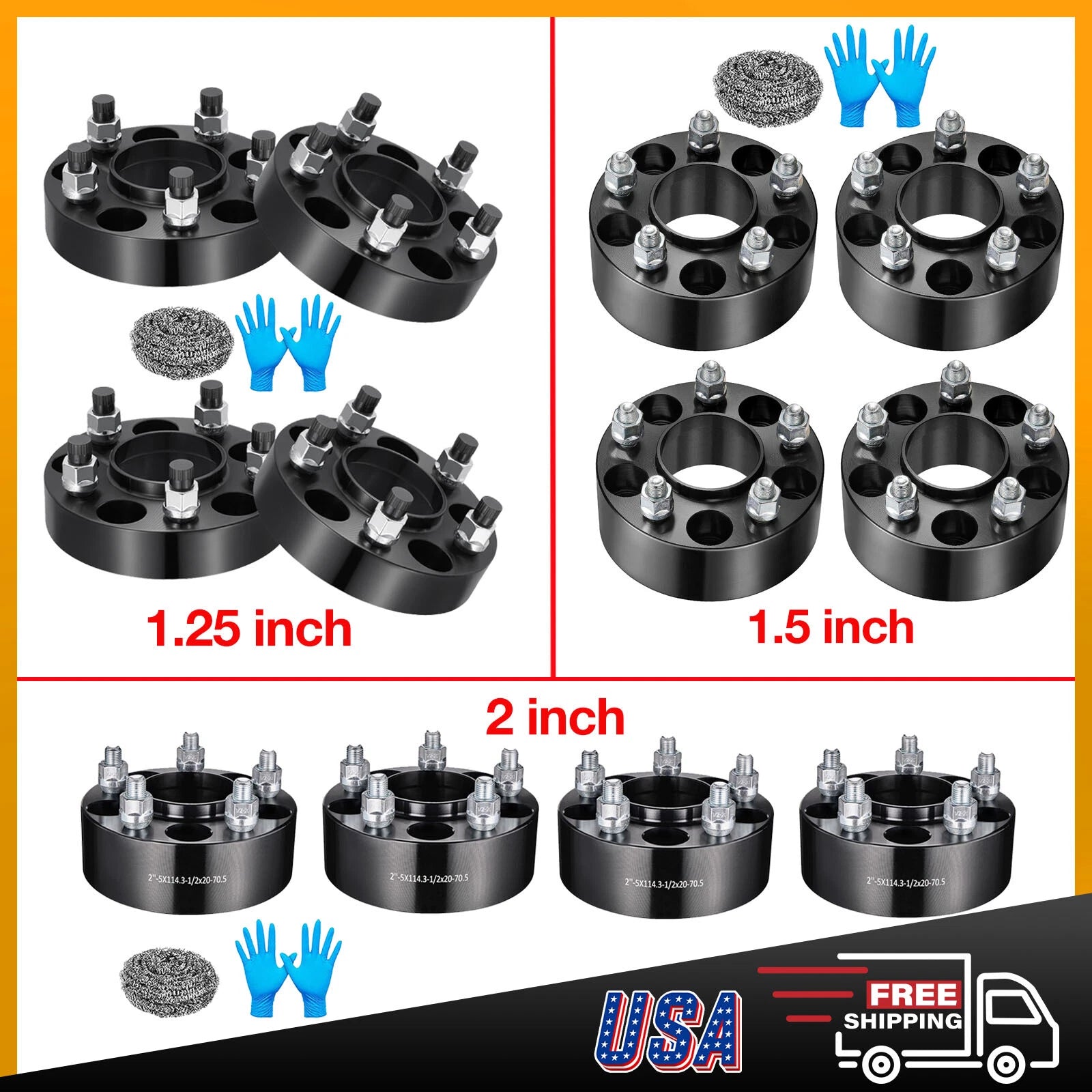 Set of 4 Hubcentric 1.5" Wheel Spacers for Ford Mustang Ranger
