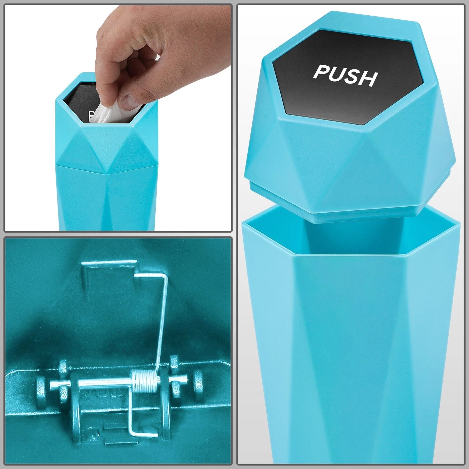 Trash Can 3.5" Sky Blue with Removable Lid for Home Use