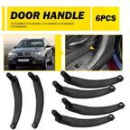 6PCS Black Inner Door Handle Pull Trim Cover for BMW X5 E70 X6 E71 E72 (2008–2014)