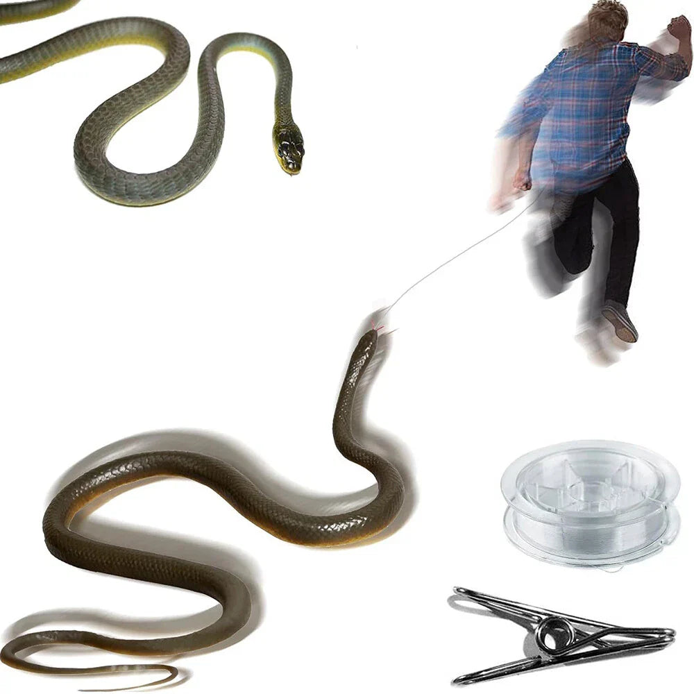 Realistic Rubber Snake Prank Toy 1.2m - Snake Prank with String Clip