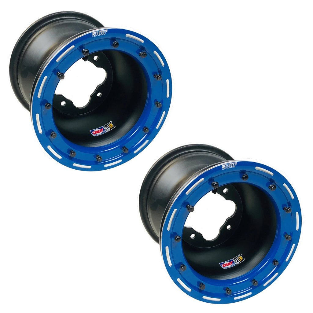 Set of 2 DWT G3 Rear Blue Beadlock Wheels for Raptor 700/700R/660 (2006–2023)