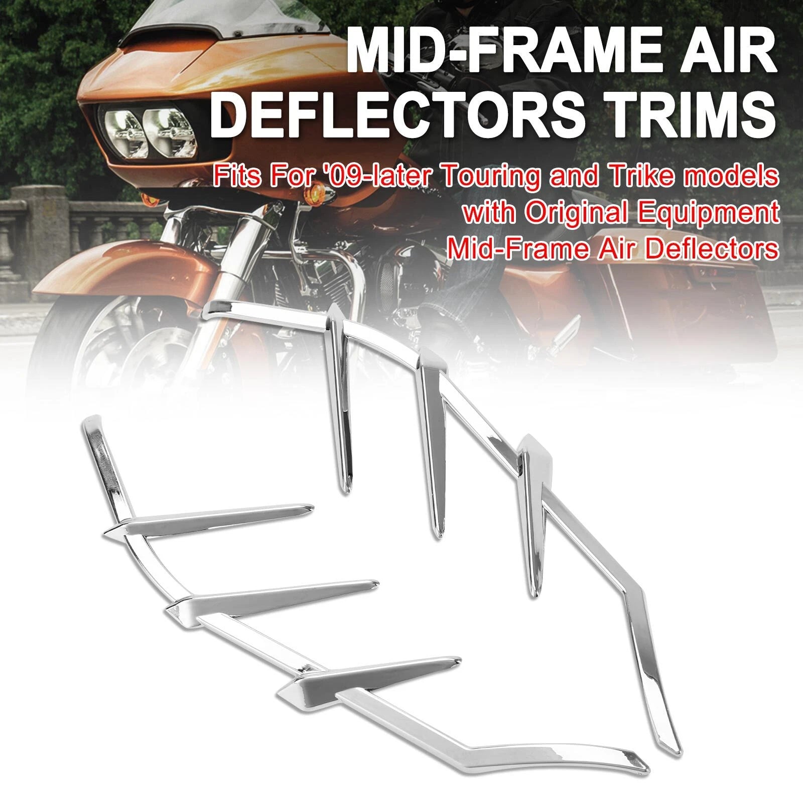 Chrome Mid-Frame Air Deflectors Trims for Harley Road Street Electra Glide (2009–2023) T5