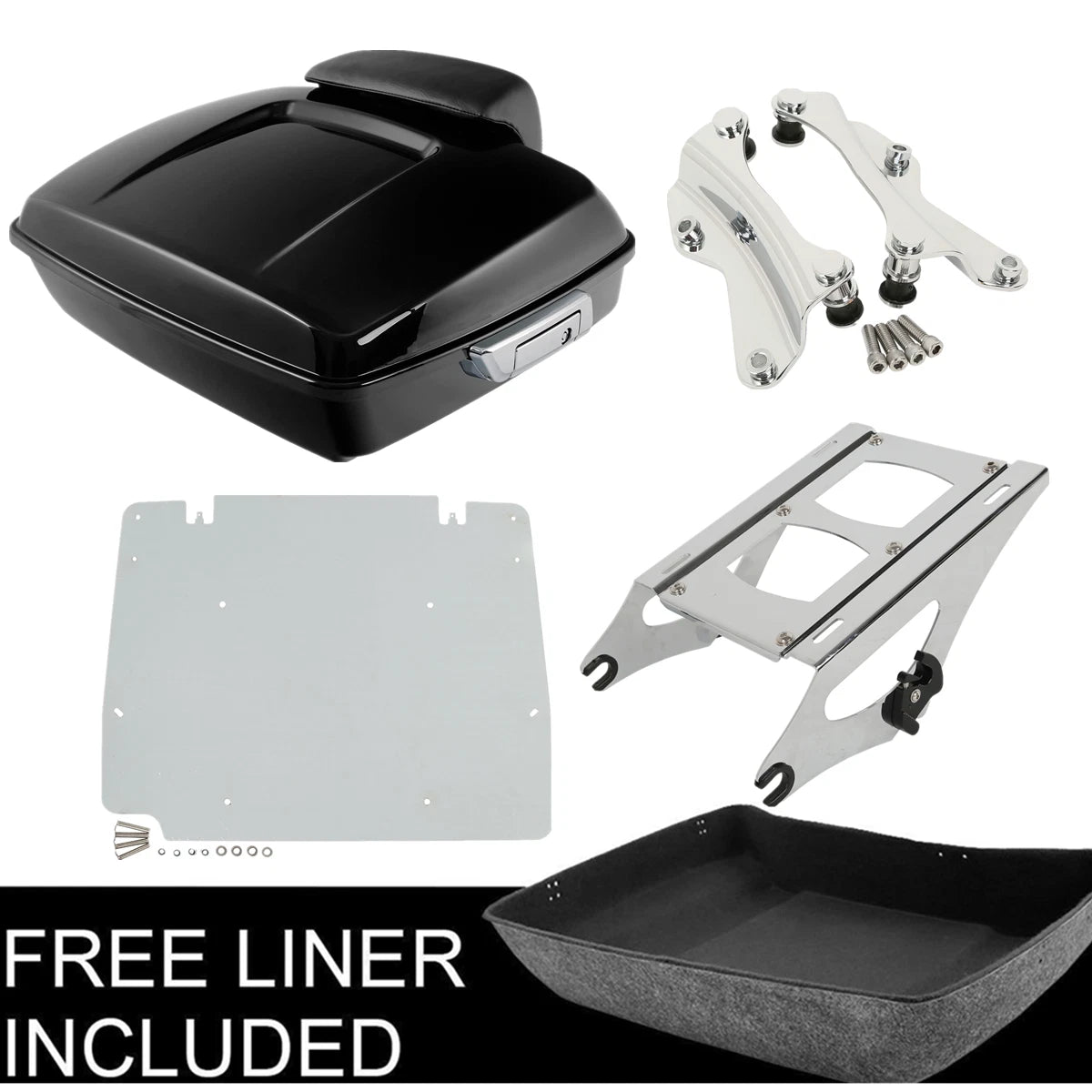 Chopped trunk mount rack docking plate for Harley Road Glide (2014–2023)
