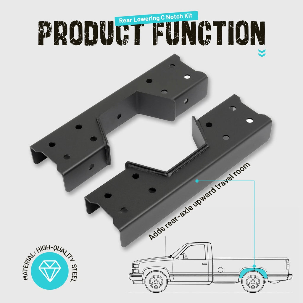 6'' Rear C-Notch & Drop Flip Kit for Chevy Silverado GMC Sierra C1500 (1988–1998)