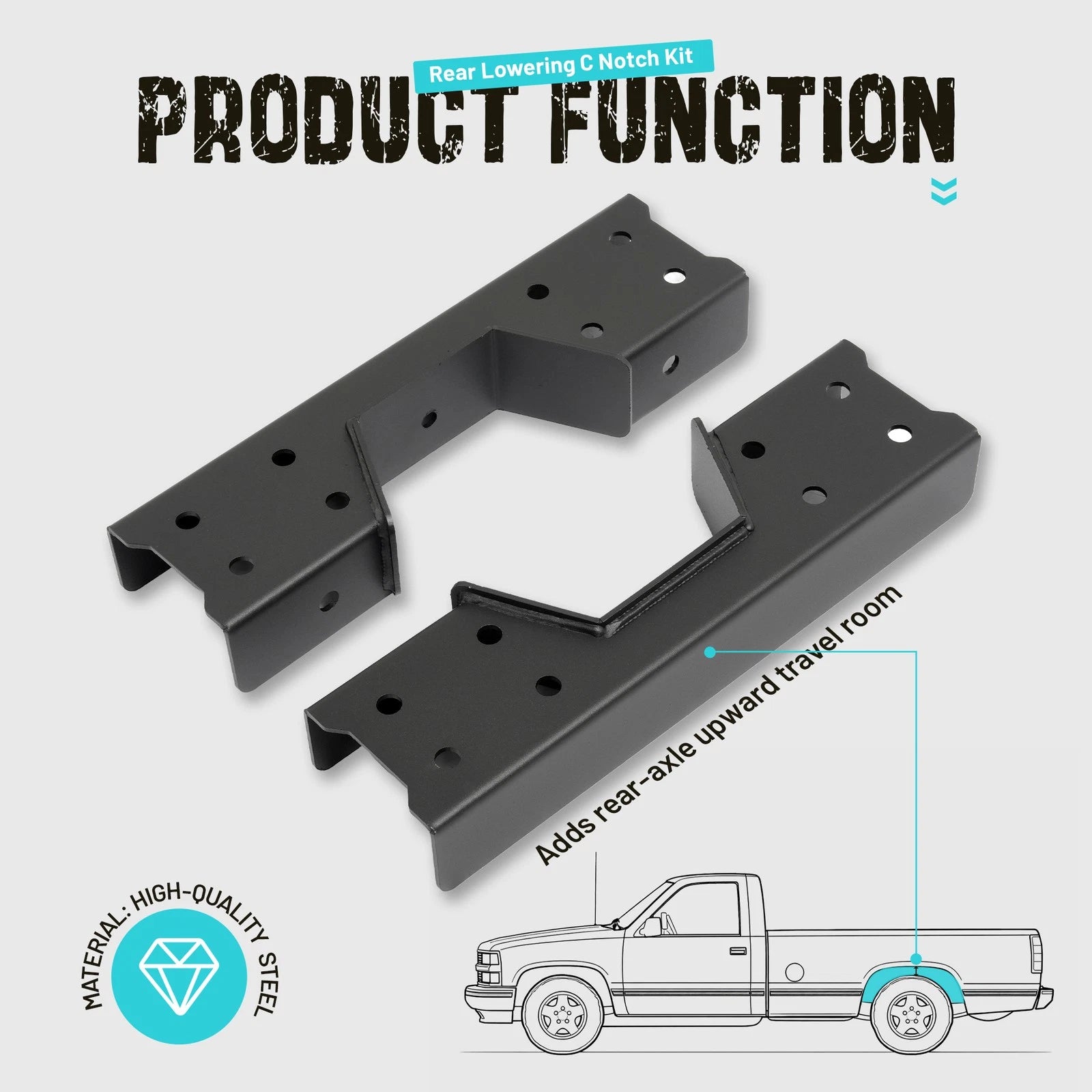 6'' Rear C-Notch & Drop Flip Kit for Chevy Silverado GMC Sierra C1500 (1988–1998)