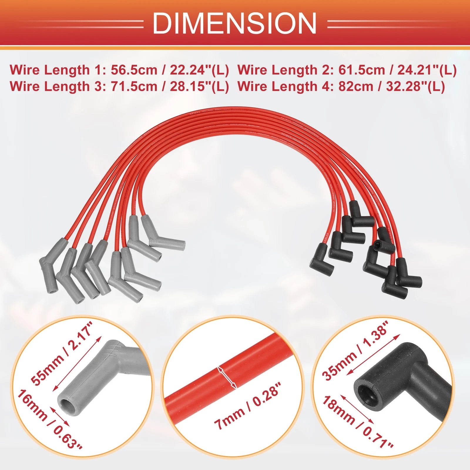 8 Pcs Spark Plug Wire Ignition Coil Cable for Ford SBF Small Block 