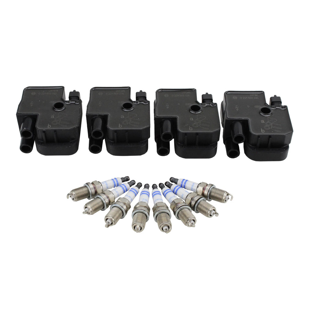Set of 4 Ignition Coils & 8 Platinum Spark Plugs for Mercedes V8 (4.3L, 5.0L)